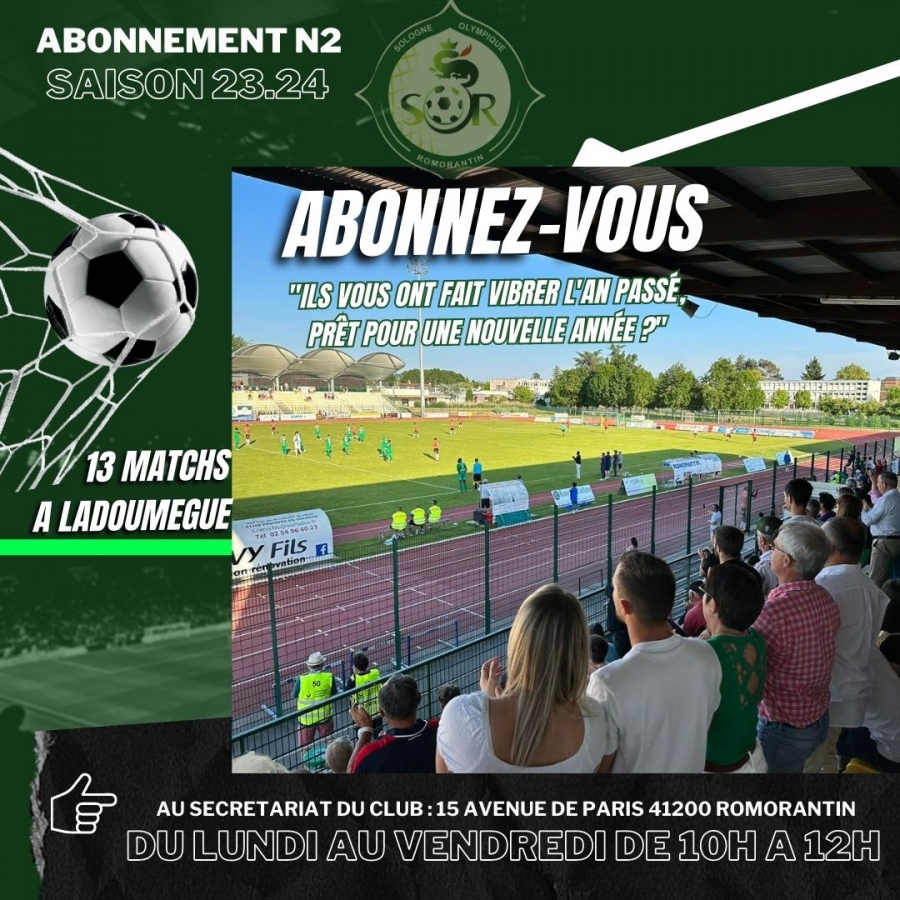 Abonnez vous aux 13 matchs N2 à Ladoumègue !