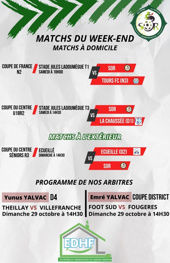 Les matchs du week-end