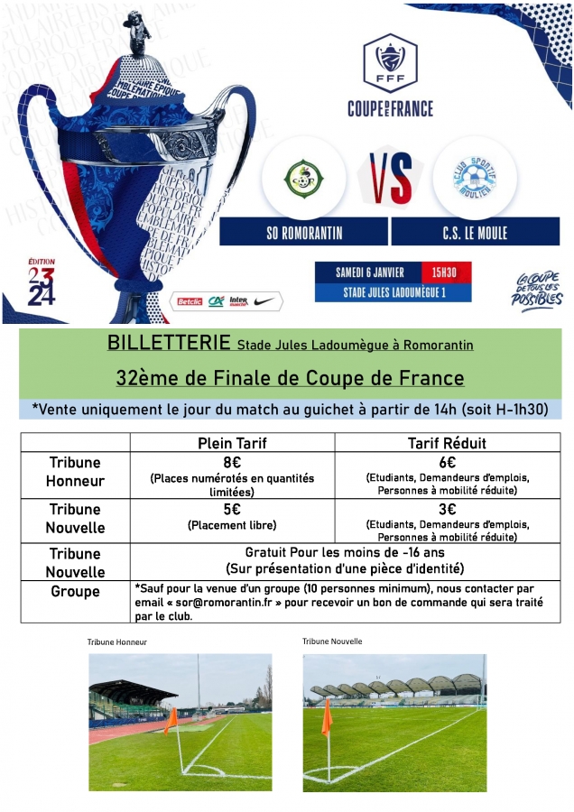 Billetterie 32ème Finale de Coupe de France 