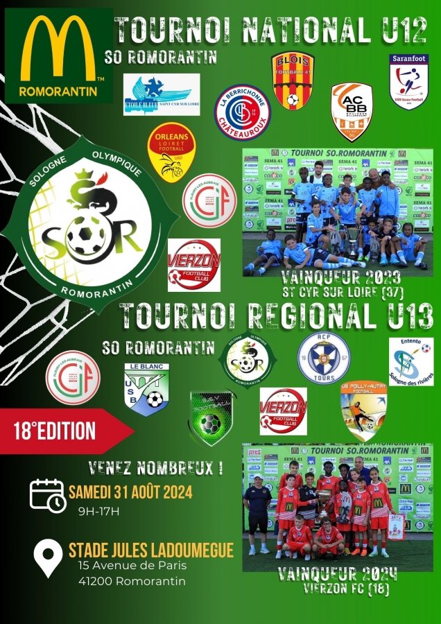 Le tournoi U12/U13 du SOR débarque le samedi 31 Août !