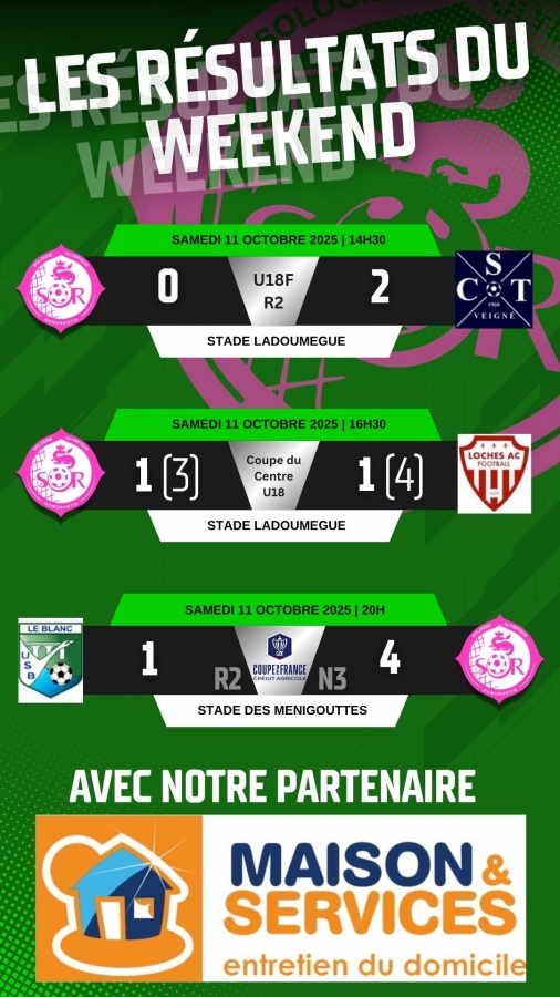Les résultats du week-end !