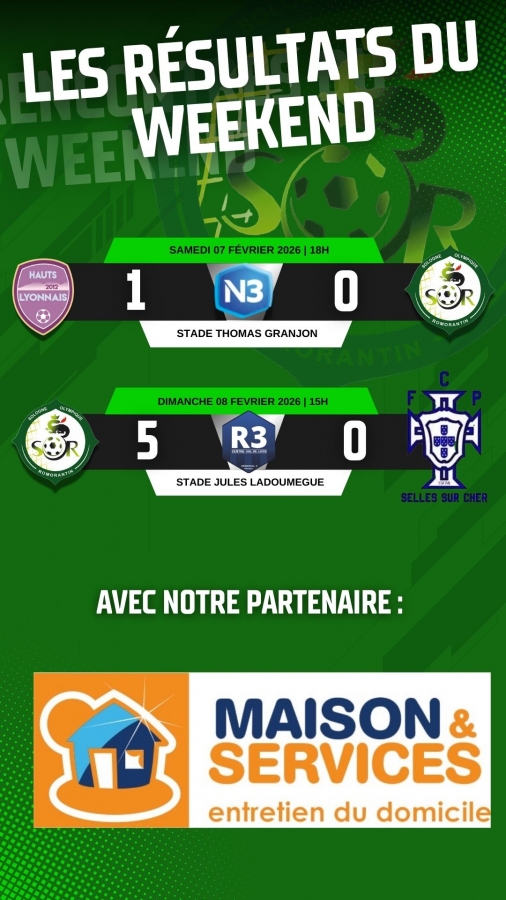 Les résultats du week-end !